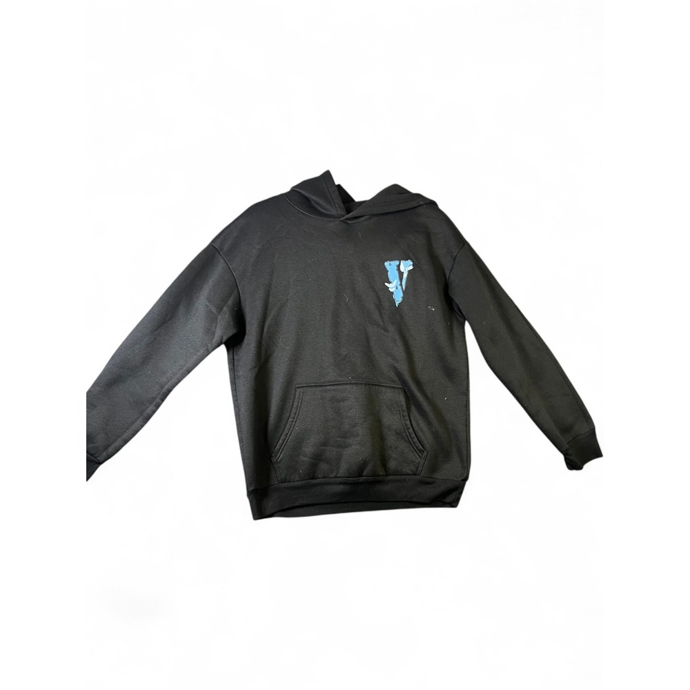 Vlone Blue Dove Logo Hoodie Black Streetwear Graphic Sweatshirt Small